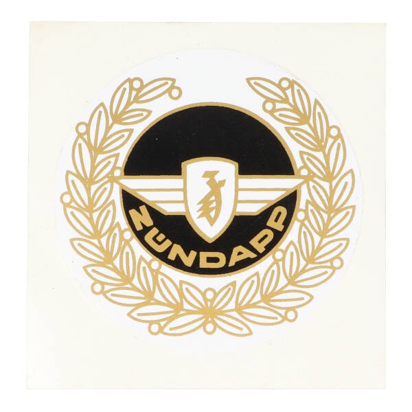 sticker rond lauwerkrans zwart/goud zundapp