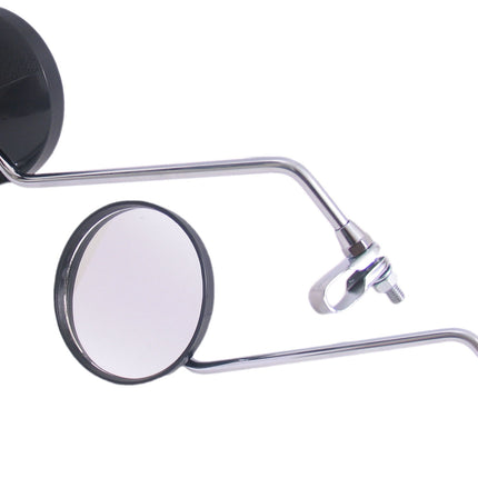Spiegelset met klem M8 Edge met helder glas - ronde vorm - zwart / chroom