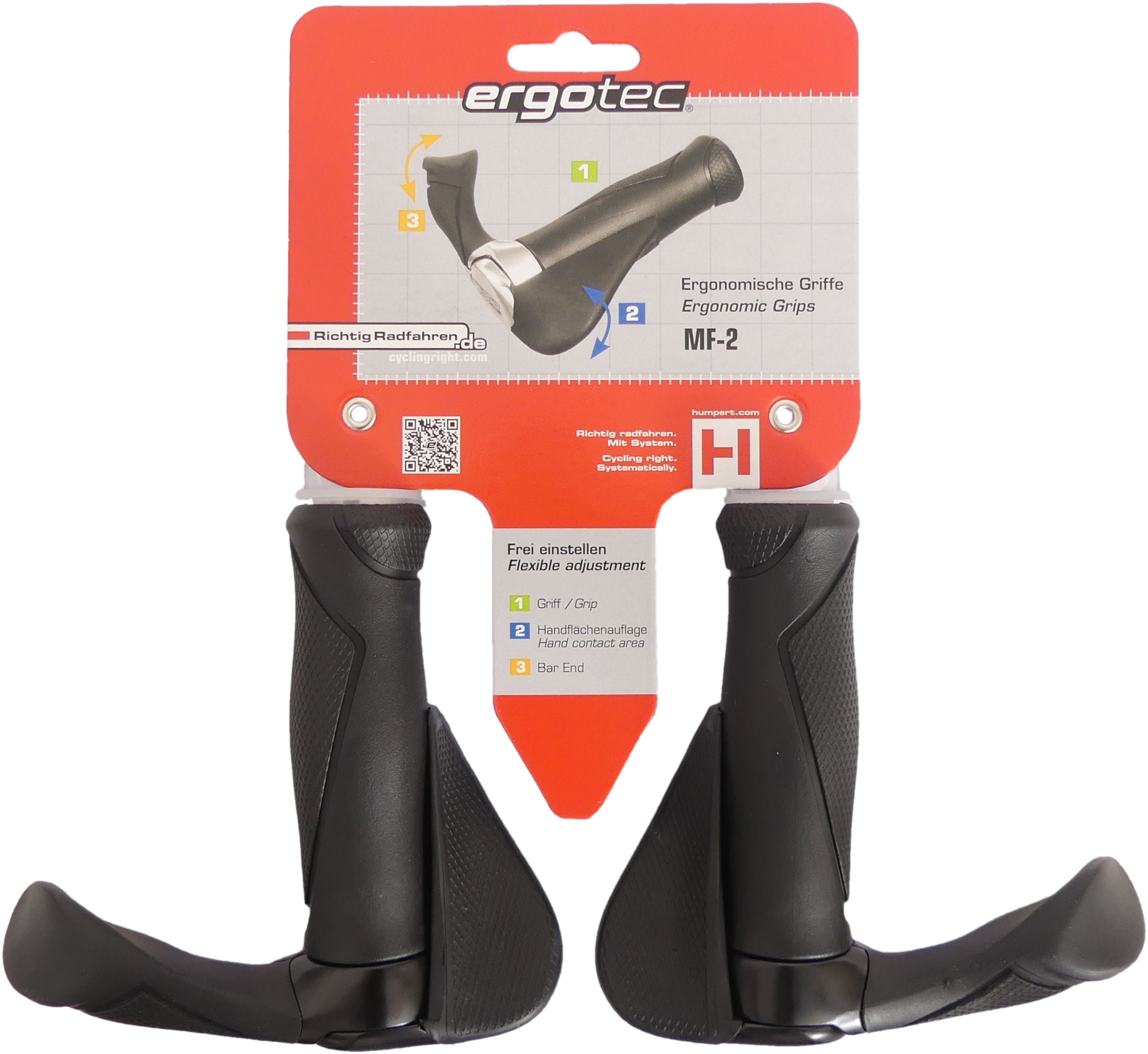 Handvatpaar Ergotec MF2 small kraton / aluminium 130+130 mm - zwart