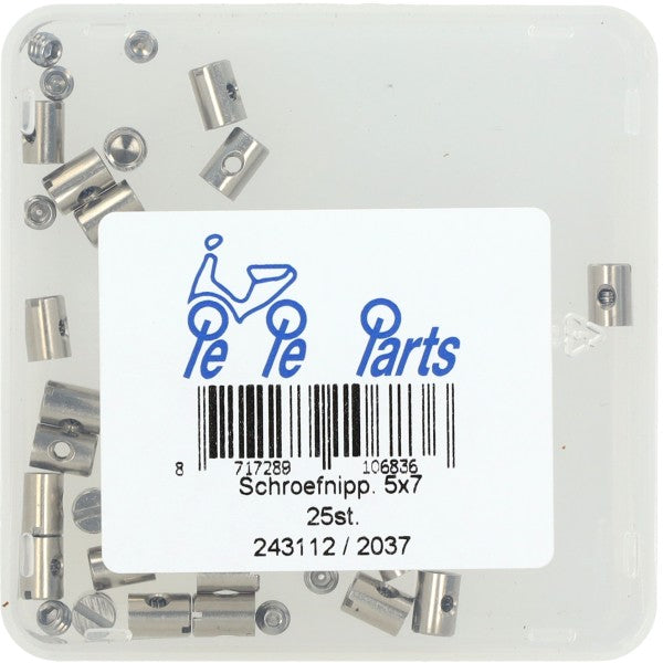 nippel schroef gaskabel 5x7mm 25pcs