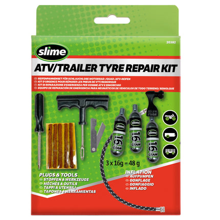 Slime ATV / Trailer bandenreparatieset met CO₂ patronen – productafbeelding 2