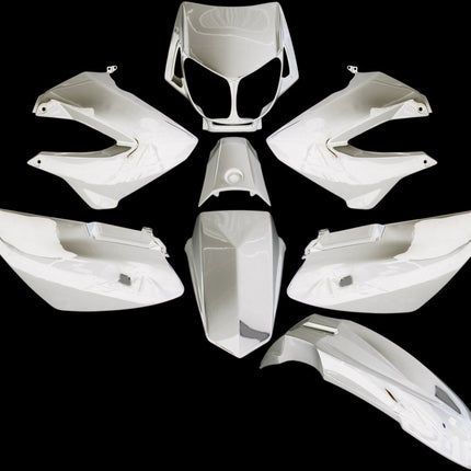 Plaatset 8-delig Edge voor Derbi Senda DRD/ Xtreme/ X-Race tot bouwjaar 2010 - wit