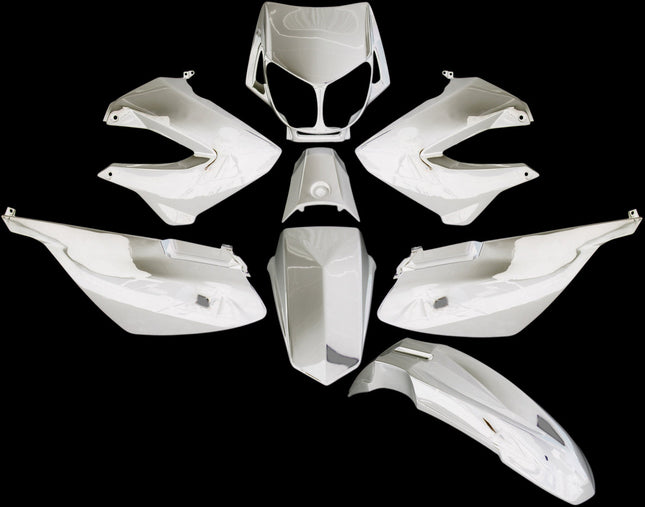 Plaatset 8-delig Edge voor Derbi Senda DRD/ Xtreme/ X-Race tot bouwjaar 2010 - wit