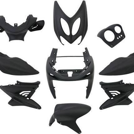 Plaatset 9-delig Edge voor Yamaha Aerox tot bouwjaar 2014 - mat zwart