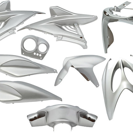 Plaatset 9-delig Edge voor Yamaha Aerox tot bouwjaar 2014 - zilver metallic