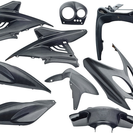 Plaatset 9-delig Edge voor Yamaha Aerox tot bouwjaar 2014 - carbon look