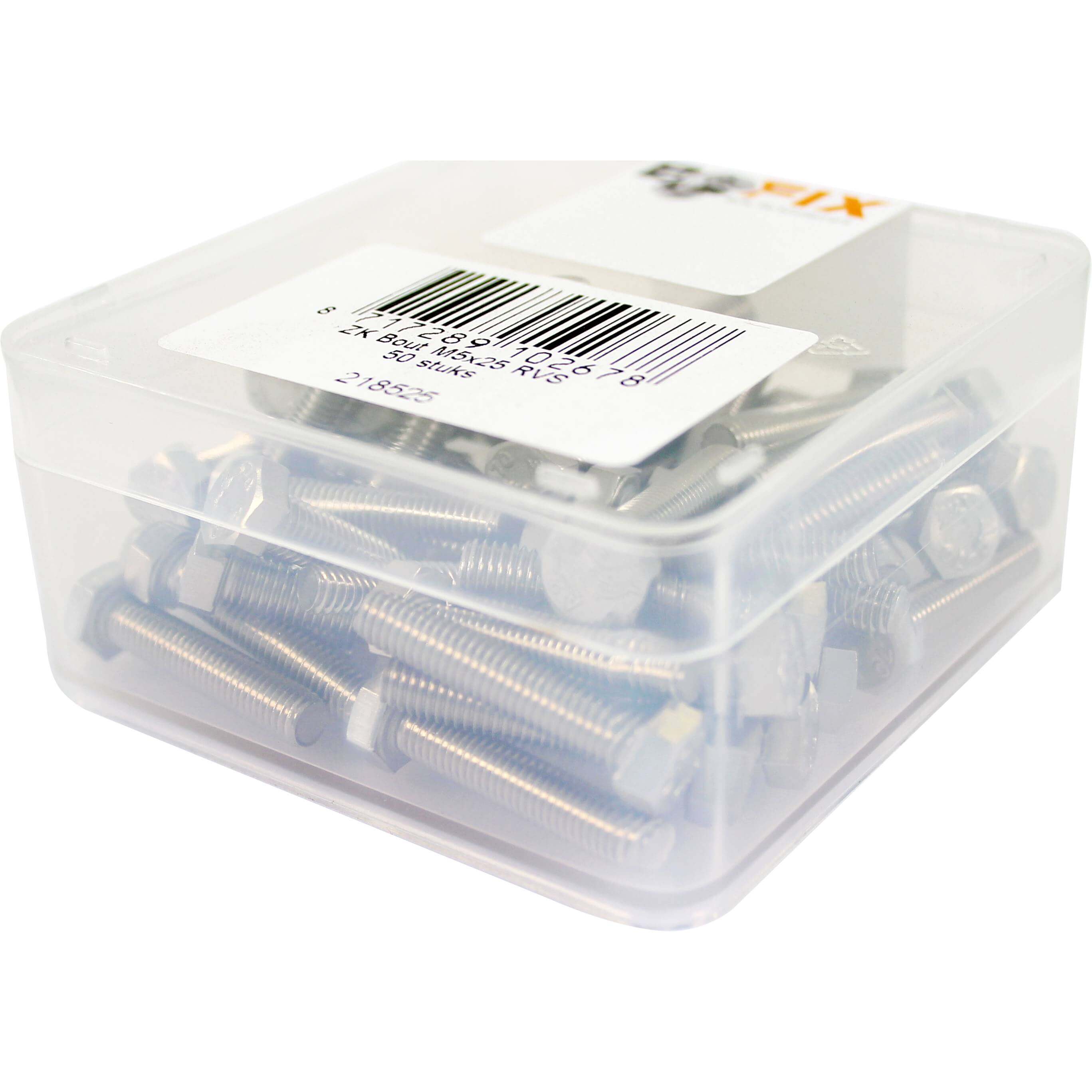 Bofix doos bout zeskante kop M5x25 RVS (50 stuks)