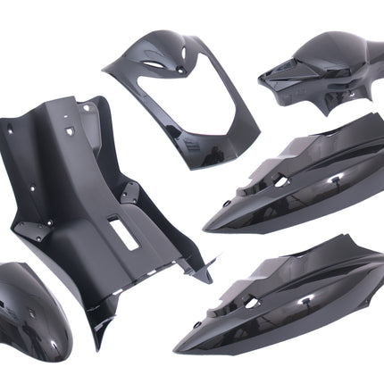 Plaatset 7-delig Edge voor Kymco Agility 10- en 12 inch met 2 persoons buddyseat aan 1 stuk - metallic zwart