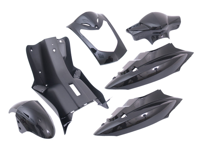 Plaatset 7-delig Edge voor Kymco Agility 10- en 12 inch met 2 persoons buddyseat aan 1 stuk - metallic zwart