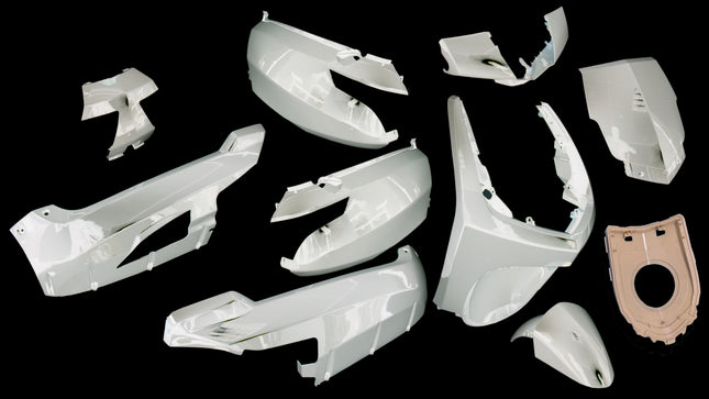 Plaatset 9-delig Edge voor Peugeot New Vivacity vanaf bouwjaar 2008 50cc 2/4T - glanzend wit