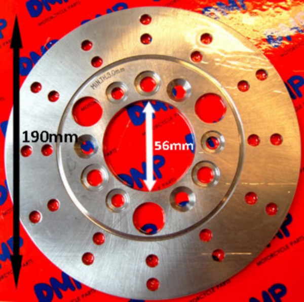 Disque de frein DMP pour Aerox 190 mm, Cello/Allo, F12, Fiddle 2, Jet Euro X, Mojito, Neo, NRG, Orbit, Peugeot, Simply, SR tous mod., Typhoon, Xpro