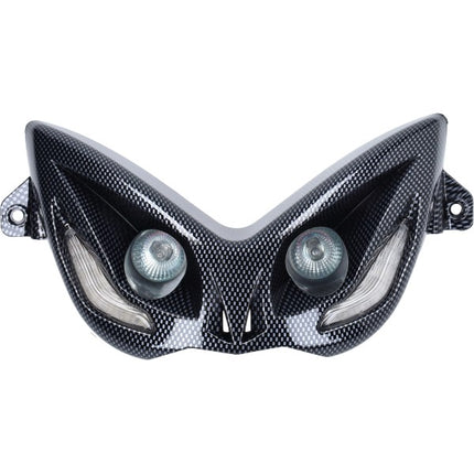headlight DMP halogen with LED indicators carbon Aerox 2T, MBK Nitro