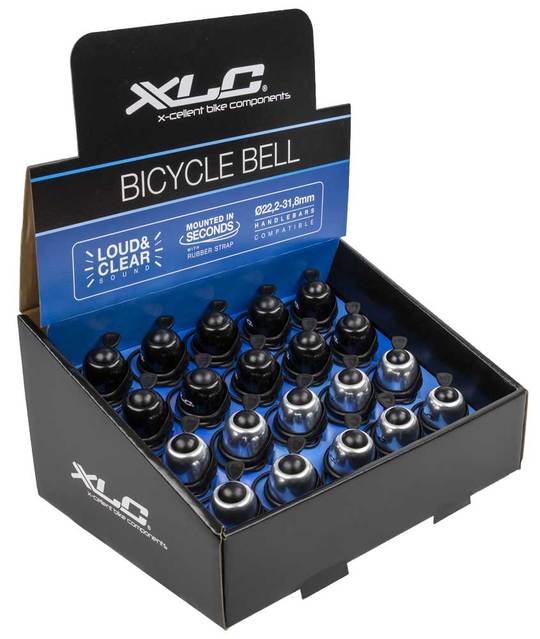 Display Fietsbel XLC Mini DD-M07 M/ELASTIEK-20 Zwart Zilver