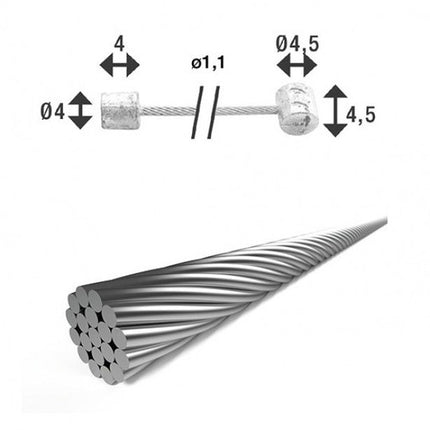 Versnellingskabel XLC SH-X14 Kabel Vers Binnen 2.25 Zilver