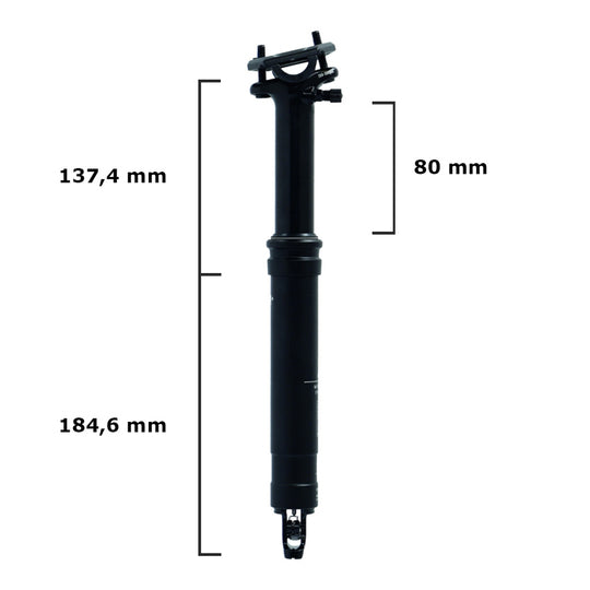 Zadelpen XLC ICR SP-S14 27.2X340 Drop 80 SPS14 Zwart