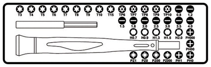 Microschroevendraaier Beta 1256/C36 met 36 verwisselbare 4-mm bits en magnetisch verlengstuk 1256/C36