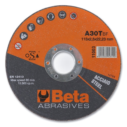 Doorslijpschijven Beta Tools ø115 mm voor staal met vlak center (10 stuks) - afbeelding 2