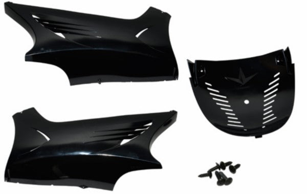 onderspoilerset DMP + schroefset 28019 zwart ongespoten yamaha, aerox, mbk nitro
