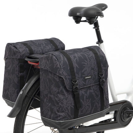 Dubbele fietstas New Looxs Alba Double Bamboo 42 liter 37 x 17 x 37cm (2x) - zwart - afbeelding 2