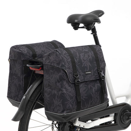 Dubbele fietstas New Looxs Alba Double MIK Bamboo 42 liter 37 x 17 x 37cm (2x) - zwart