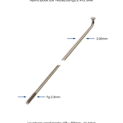 Spaken 296-14 Alpina ø2.00mm FG 2.3 - RVS zilver (144 stuks)