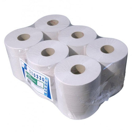 Essuie-tout Euro naturel blanc rouleaux midi - 300 mètres x 20cm (6 pièces)