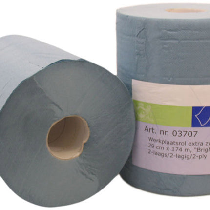 Poetspapier werkplaatsrol 26cm x 190m - zwaar 2 laags papier (2 rollen)