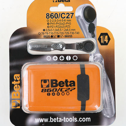 Ratelsleutel Beta Tools 860/C27 met schroefbitset - 27 delig in box