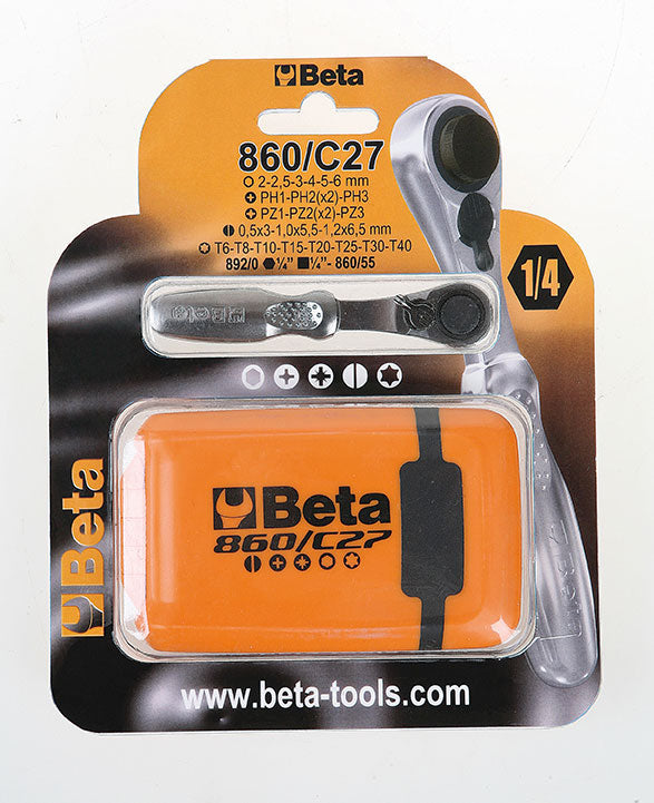 Ratelsleutel Beta Tools 860/C27 met schroefbitset - 27 delig in box