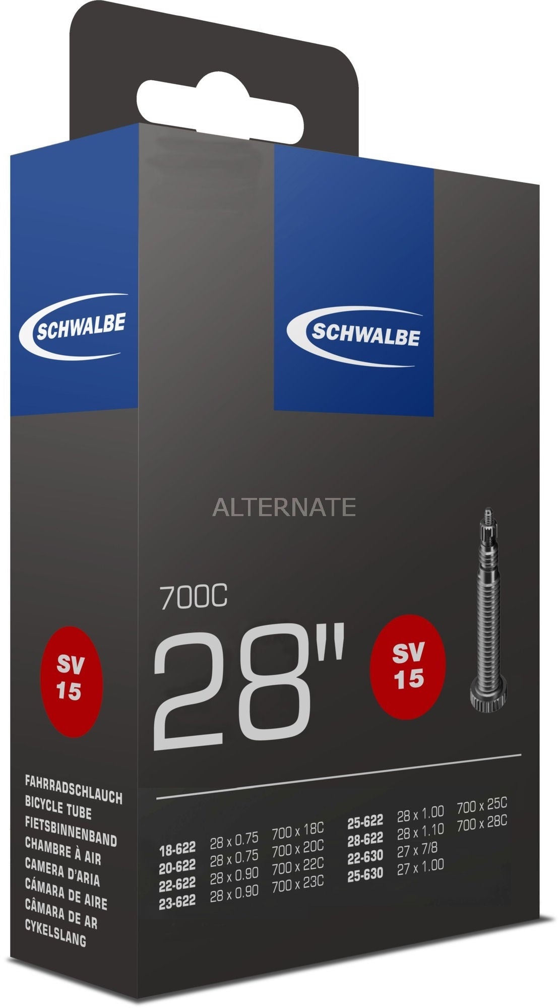 Binnenband Schwalbe SV15 28" / 18/28-622/630 - 50mm ventiel