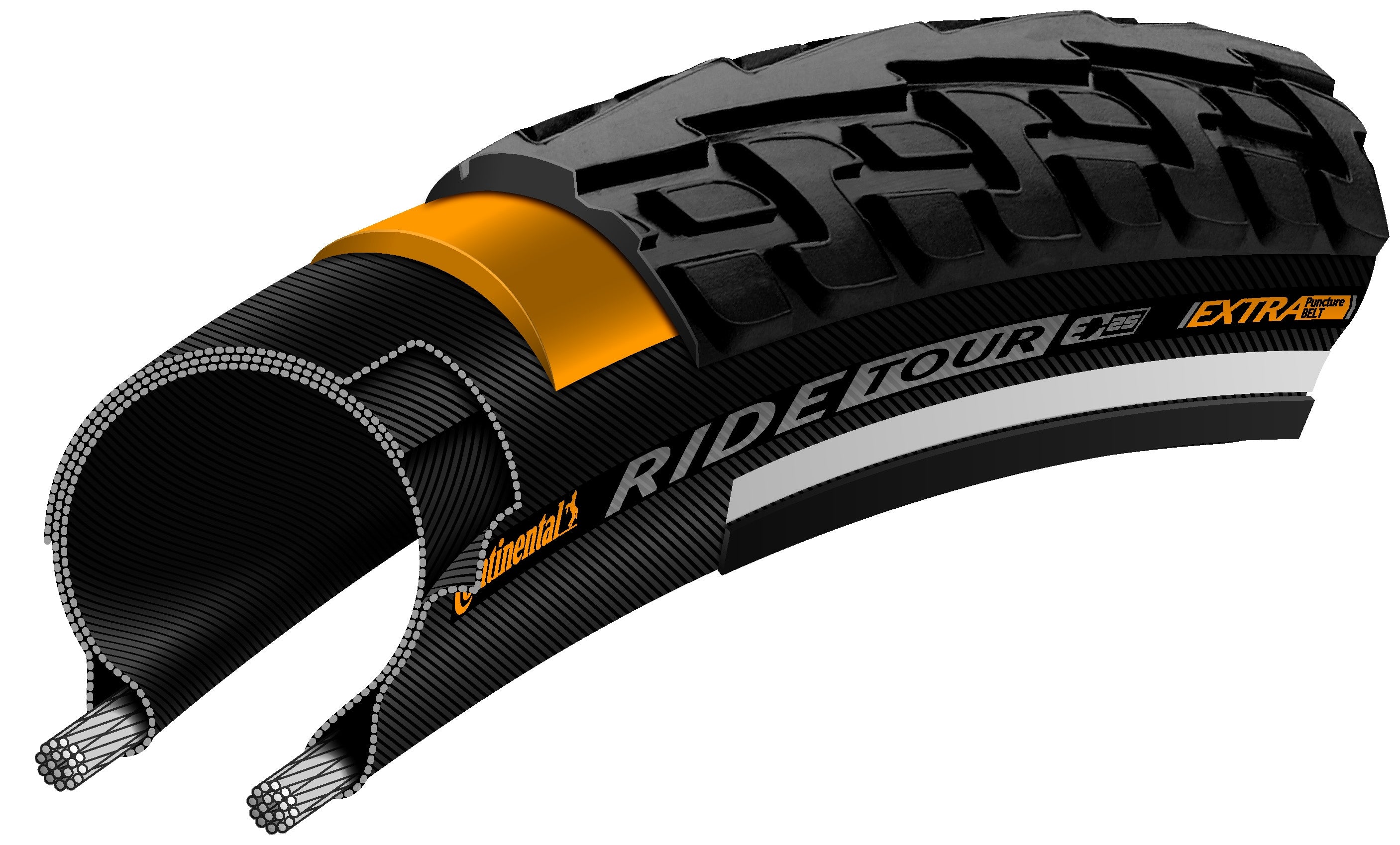 Buitenband Continental Ride Tour 28 x 1.25" / 32-622 - zwart met reflectie