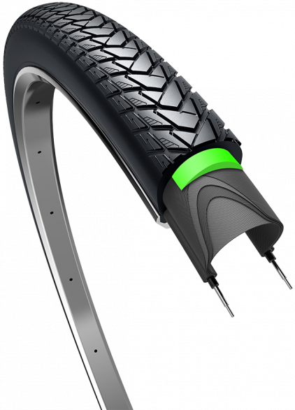 Buitenband Edge Traveller Protect 28 x 1.60" / 42-622 - zwart met reflectie