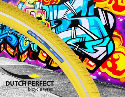 Pneu Dutch Perfect 28 x 1.40" / 40-622mm anti-crevaison - jaune avec bande réfléchissante