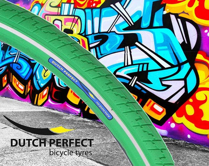 Pneu Dutch Perfect 28 x 1.40" / 40-622mm anti-crevaison - vert avec bande réfléchissante