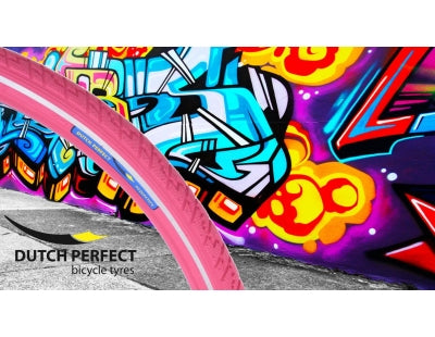 Buitenband Dutch Perfect 28 x 2.00" / 50-622 anti-lek - roze met reflectie