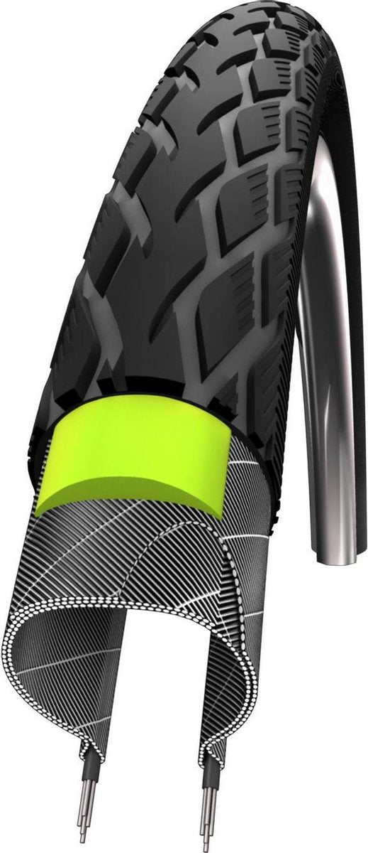 Buitenband Schwalbe Marathon Tour GreenGuard 28 x 1.00" / 25-622mm - zwart met reflectie