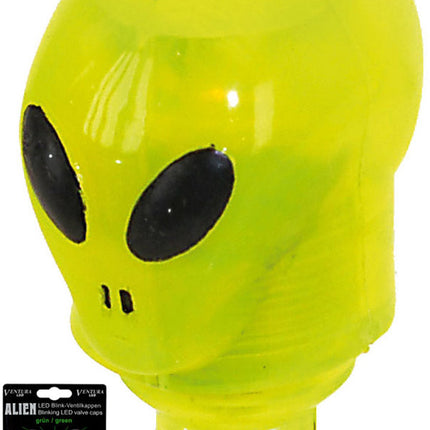 Ventieldop set 2x alien groen met led inclusief batterijen