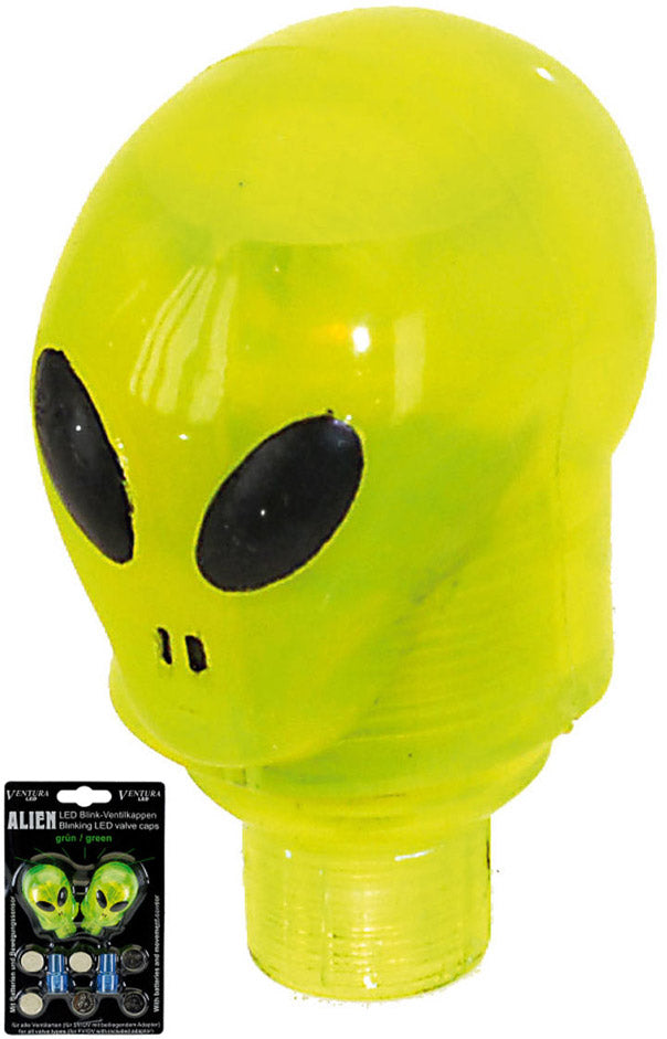 Ventieldop set 2x alien groen met led inclusief batterijen