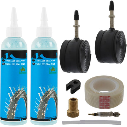 Eco Tubelesskit M-Wave 26-29" met 2x125ml afdichtingsvloeistof - Frans ventiel (velgbreedte 17-19mm)
