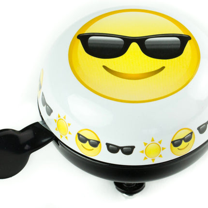 Fietsbel Ding-Dong Widek Emoticon Sunglasses ø80mm - wit/zwart/geel (op kaart)