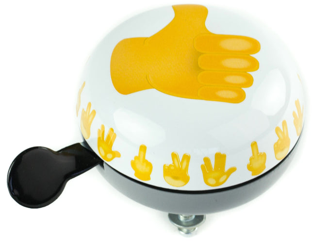 Fietsbel Ding-Dong Widek Emoticon Thumbs Up ø80mm - wit/zwart/geel (op kaart)