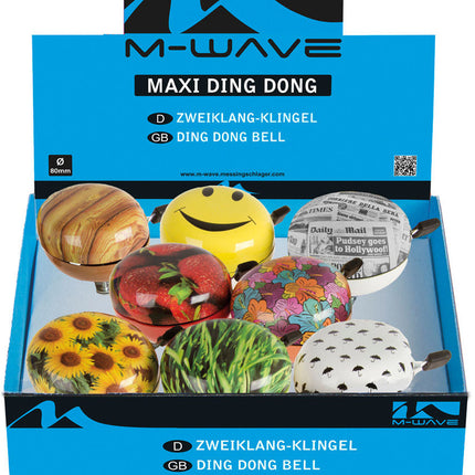 Fietsbel Ding-Dong M-Wave ø80mm - assortie kleur (8 stuks)