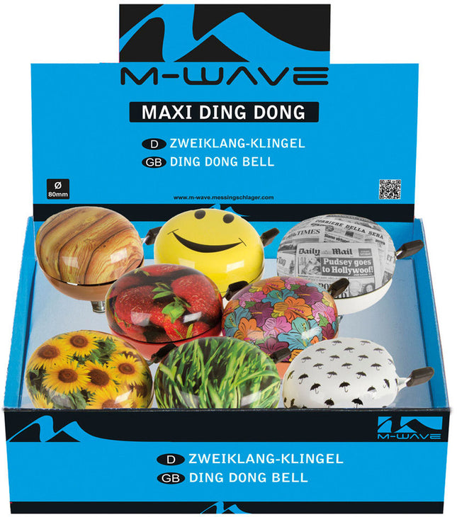 Fietsbel Ding-Dong M-Wave ø80mm - assortie kleur (8 stuks)