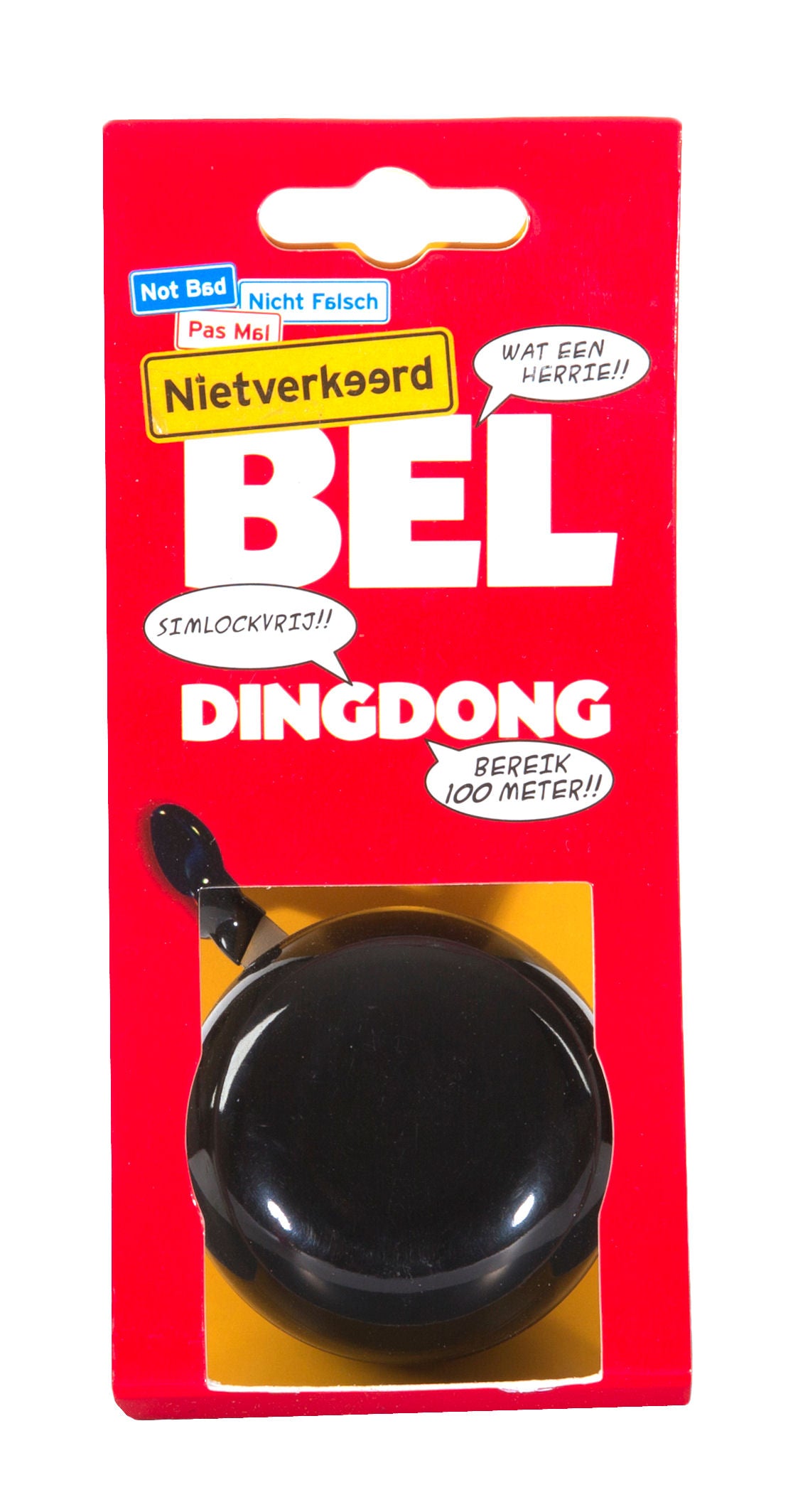 Fietsbel Ding-Dong NietVerkeerd ø60mm  - zwart