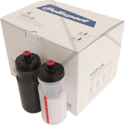 Display met 12 bidons Bidon Polisport 500 ml - assortiment zwart /transparant
