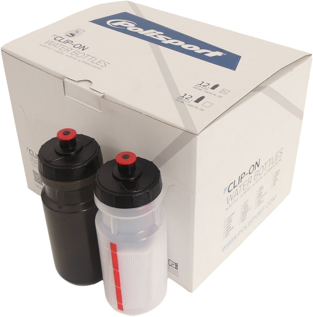 Display met 12 bidons Bidon Polisport 500 ml - assortiment zwart /transparant