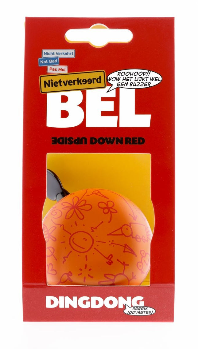 Fietsbel Ding-Dong NietVerkeerd Upside Down ø60mm - mat oranje