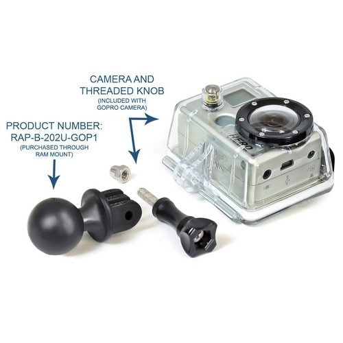 Adapter voor GoPro camera RAM Mounts met 1 inch B-kogel