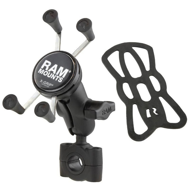 X-grip smartphone stuurmontage RAM Mounts met korte arm tot ø25,4 mm