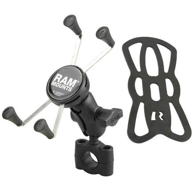 X-grip stuurmontage voor large smartphone RAM Mounts met korte arm tot ø25,4 mm